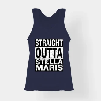 Straight Outta Stella Maris Women's Tank Top in Navy Blue Color