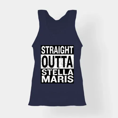 Straight outta stella maris women's tank top in navy blue color