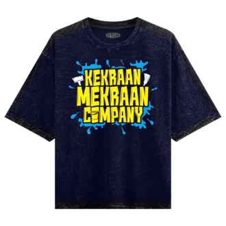 Kekraan Mekraan Company Men/Unisex Acid Wash Oversized T-Shirt in Navy Blue Color