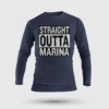 Straight Outta Marina Men/Unisex Long Sleeve T-Shirt in Navy Blue Color