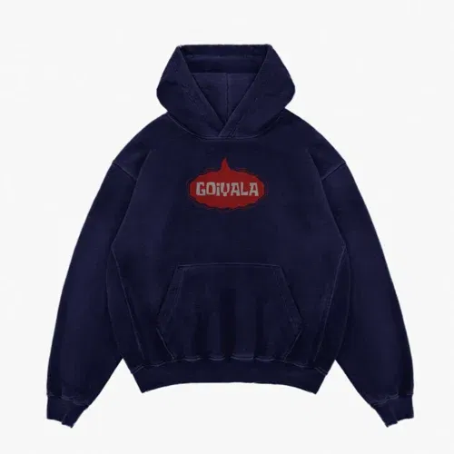 Goiyala men/unisex acid wash hoodie in navy blue color