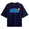 Marubadi Seruppadi Men/Unisex Acid Wash Oversized T-Shirt in Navy Blue Color