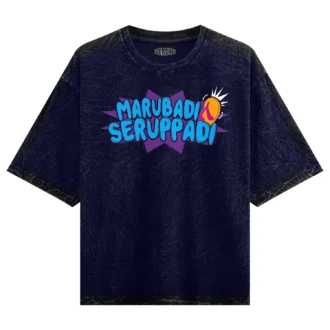 Marubadi Seruppadi Men/Unisex Acid Wash Oversized T-Shirt in Navy Blue Color