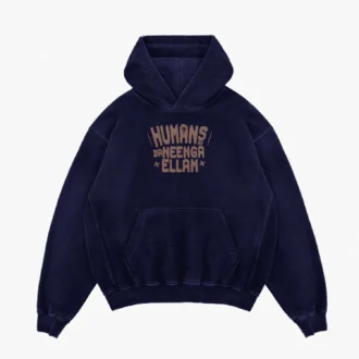 Humans Ah Da Neenga Ellam? Men/Unisex Acid Wash Hoodie in Navy Blue Color
