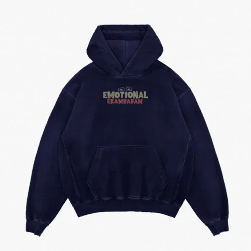 Emotional ekambaram men/unisex acid wash hoodie in navy blue color