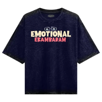 Emotional Ekambaram Men/Unisex Acid Wash Oversized T-Shirt in Navy Blue Color