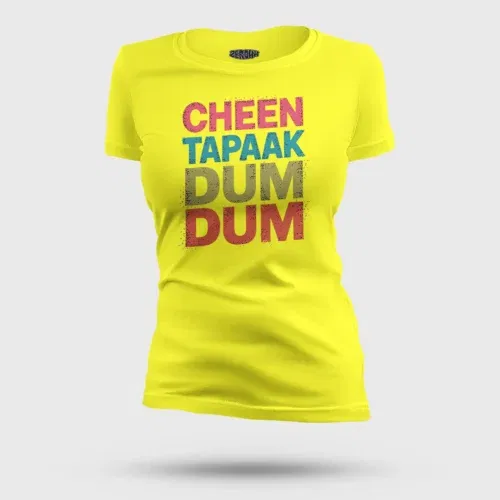 Cheen tapaak dum dum women's t-shirt in new yellow color