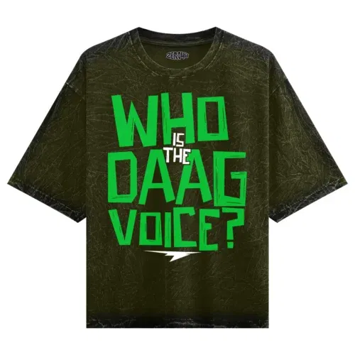 Who is the daag voice men/unisex acid wash oversized t-shirt in olive green color