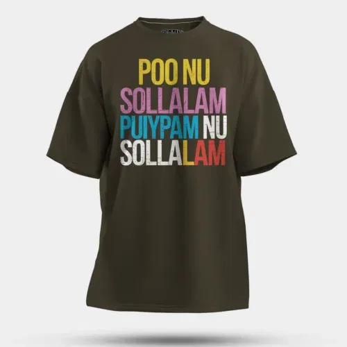 Poo nu sollalam men/unisex oversized t-shirt in olive green color