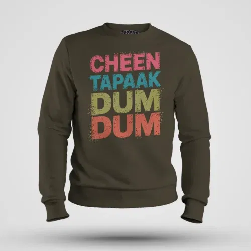 Cheen tapaak dum dum men/unisex sweatshirt in olive green color
