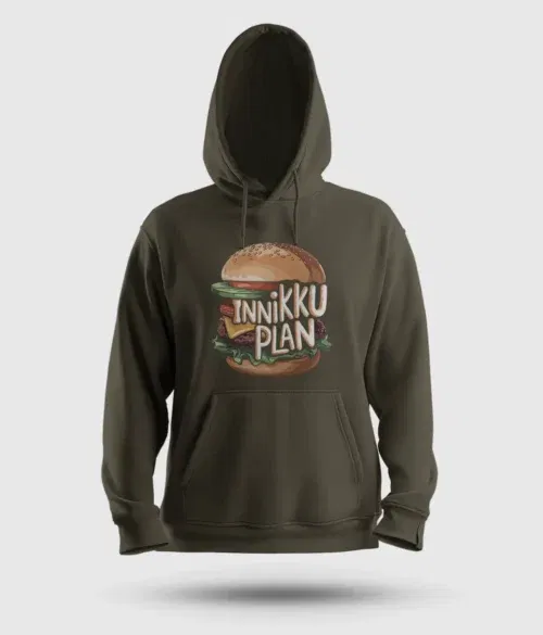 Innikki plan - burger men/unisex hoodie in olive green color