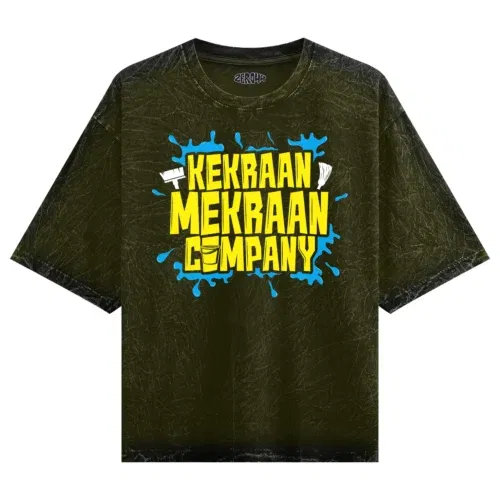 Kekraan mekraan company men/unisex acid wash oversized t-shirt in olive green color