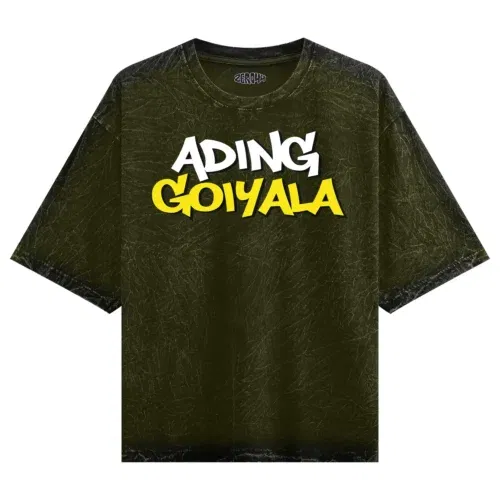 Ading goiyala men/unisex acid wash oversized t-shirt in olive green color