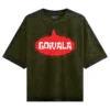 Goiyala Men/Unisex Acid Wash Oversized T-Shirt in Olive Green Color