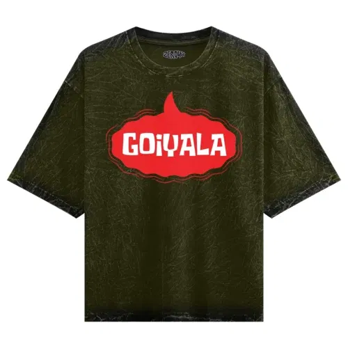 Goiyala men/unisex acid wash oversized t-shirt in olive green color