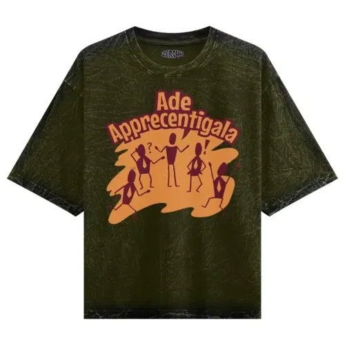 Ade apprecentingala men/unisex acid wash oversized t-shirt in olive green color