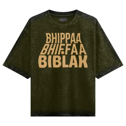 Bhippa bhiffa biblak men/unisex acid wash oversized t-shirt in olive green color