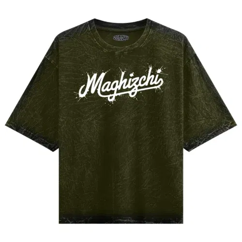 Maghizchi men/unisex acid wash oversized t-shirt in olive green color
