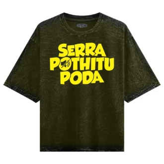 Serra Pothitu Poda Men/Unisex Acid Wash Oversized T-Shirt in Olive Green Color