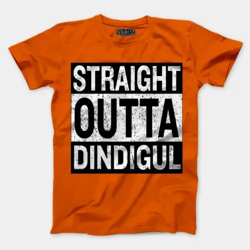 Straight outta dindigul men/unisex t-shirt in orange color