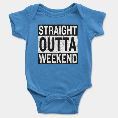 Straight outta weekend onesie/romper in orchid blue color