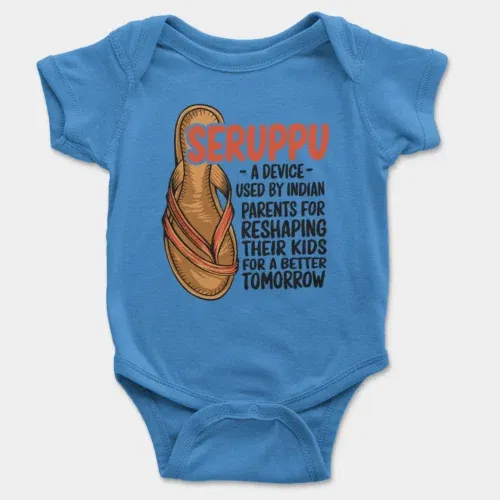 Seruppu - a device used by indian parents onesie/romper in orchid blue color