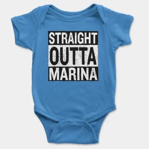 Straight outta marina onesie/romper in orchid blue color