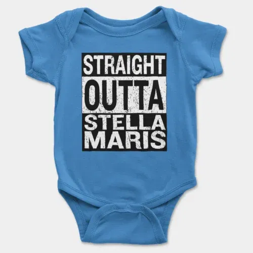 Straight outta stella maris onesie/romper in orchid blue color