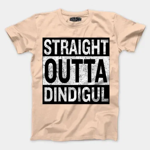 Straight outta dindigul men/unisex t-shirt in peach color