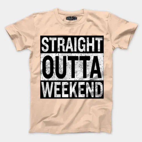 Straight outta weekend men/unisex t-shirt in peach color