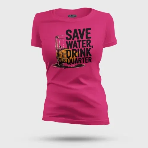 Save water drink quarter women's t-shirt in pink color