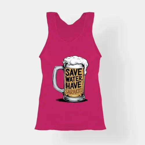 Save water and have sarakku women's tank top in pink color