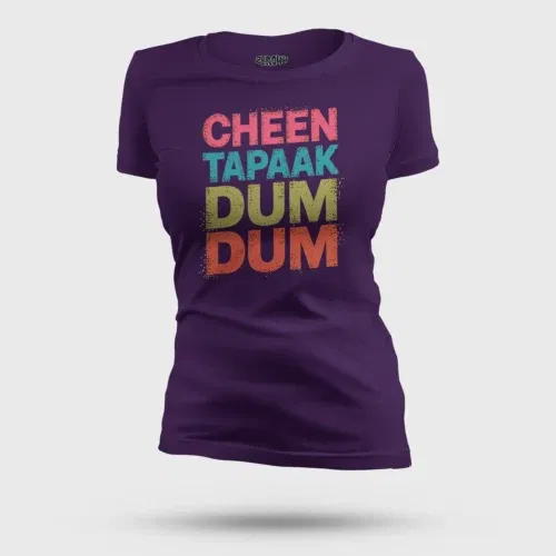 Cheen tapaak dum dum women's t-shirt in purple color