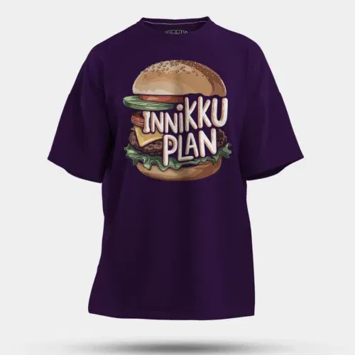 Innikki plan - burger men/unisex oversized t-shirt in purple color