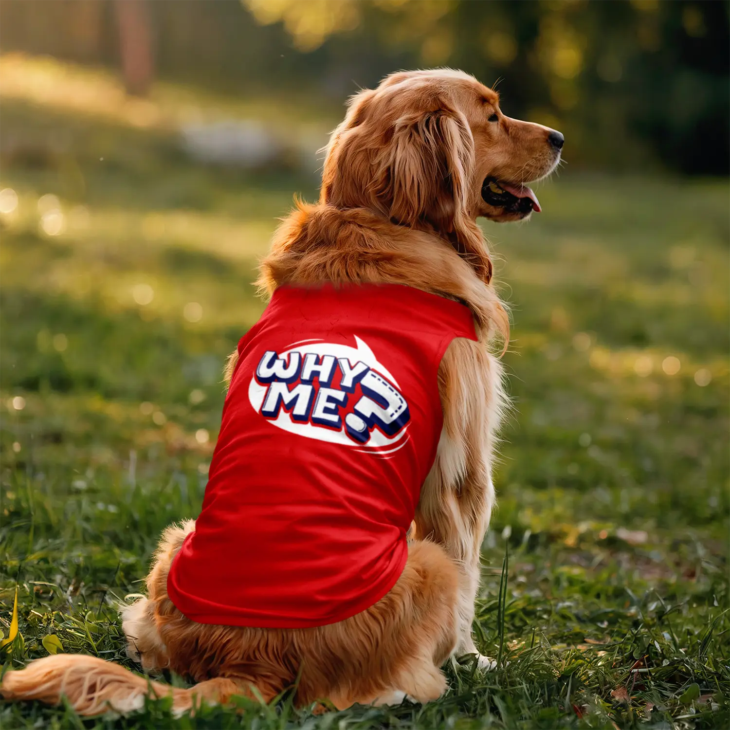 Why me? Dog Tank in Red Color