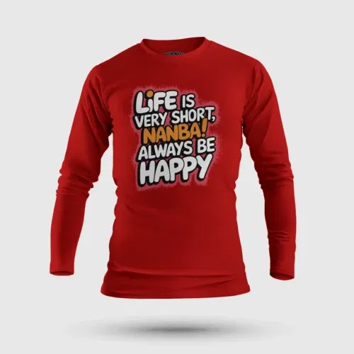 Life is very short nanba men/unisex long sleeve t-shirt in red color
