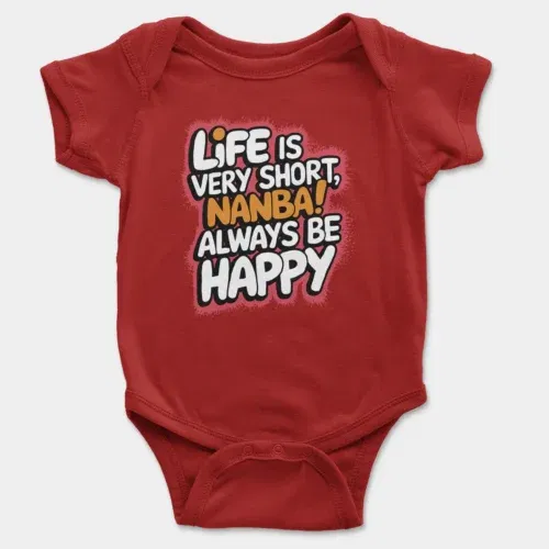 Life is very short nanba onesie/romper in red color
