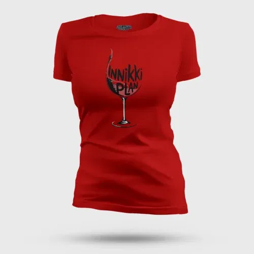 Innikki plan - wine women's t-shirt in red color