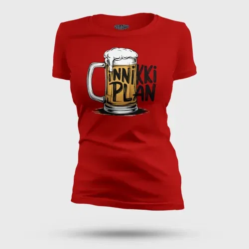 Inniki plan - beer women's t-shirt in red color