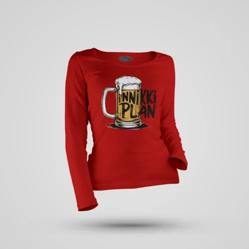 Inniki plan - beer women's long sleeve t-shirt in red color