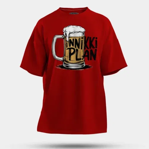 Inniki plan - beer men/unisex oversized t-shirt in red color