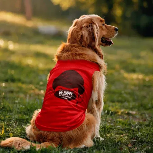 Be happy, cool down, cool down, cool down dog tank in red color