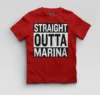 Straight Outta Marina Boys Round Neck T-Shirt in Red Color