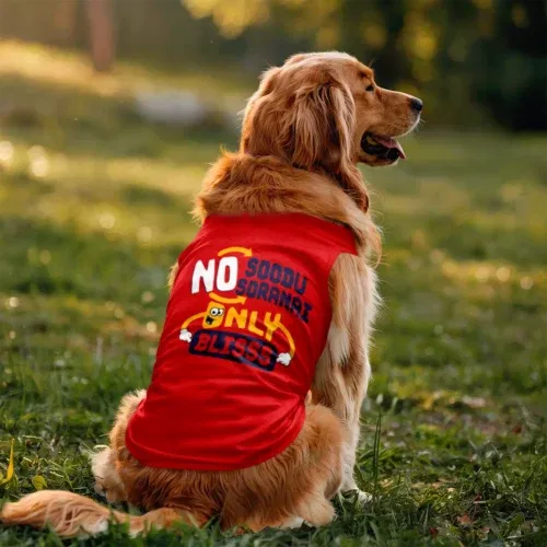 No soodu no soranai only blissssssss dog tank in red color