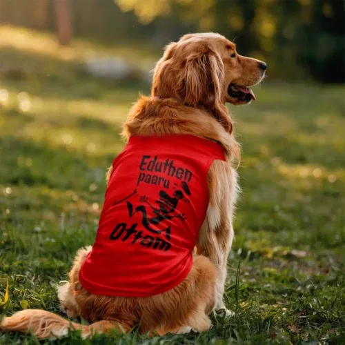 Eduthen paaru ottam dog tank in red color