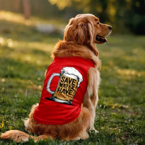 Save water and have sarakku dog tank in red color