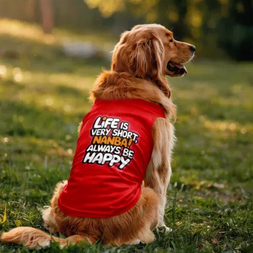 Life is very short nanba dog tank in red color