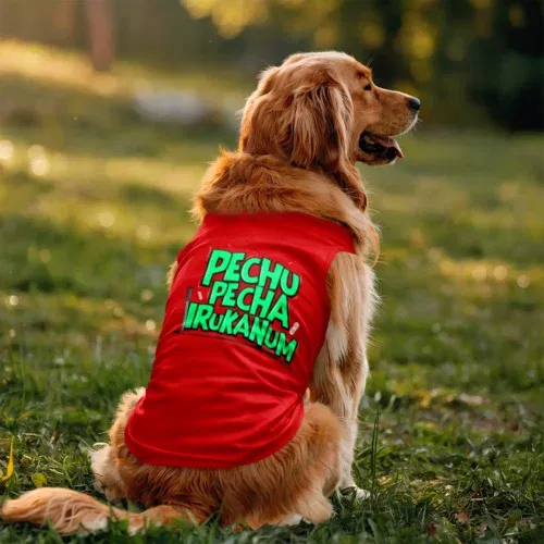 Pechu pecha irrukanum dog tank in red color