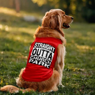 Straight Outta Church Park Dog Tank in Red Color
