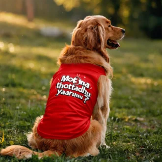 Moona Thotadhu Yaaru Dog Tank in Red Color